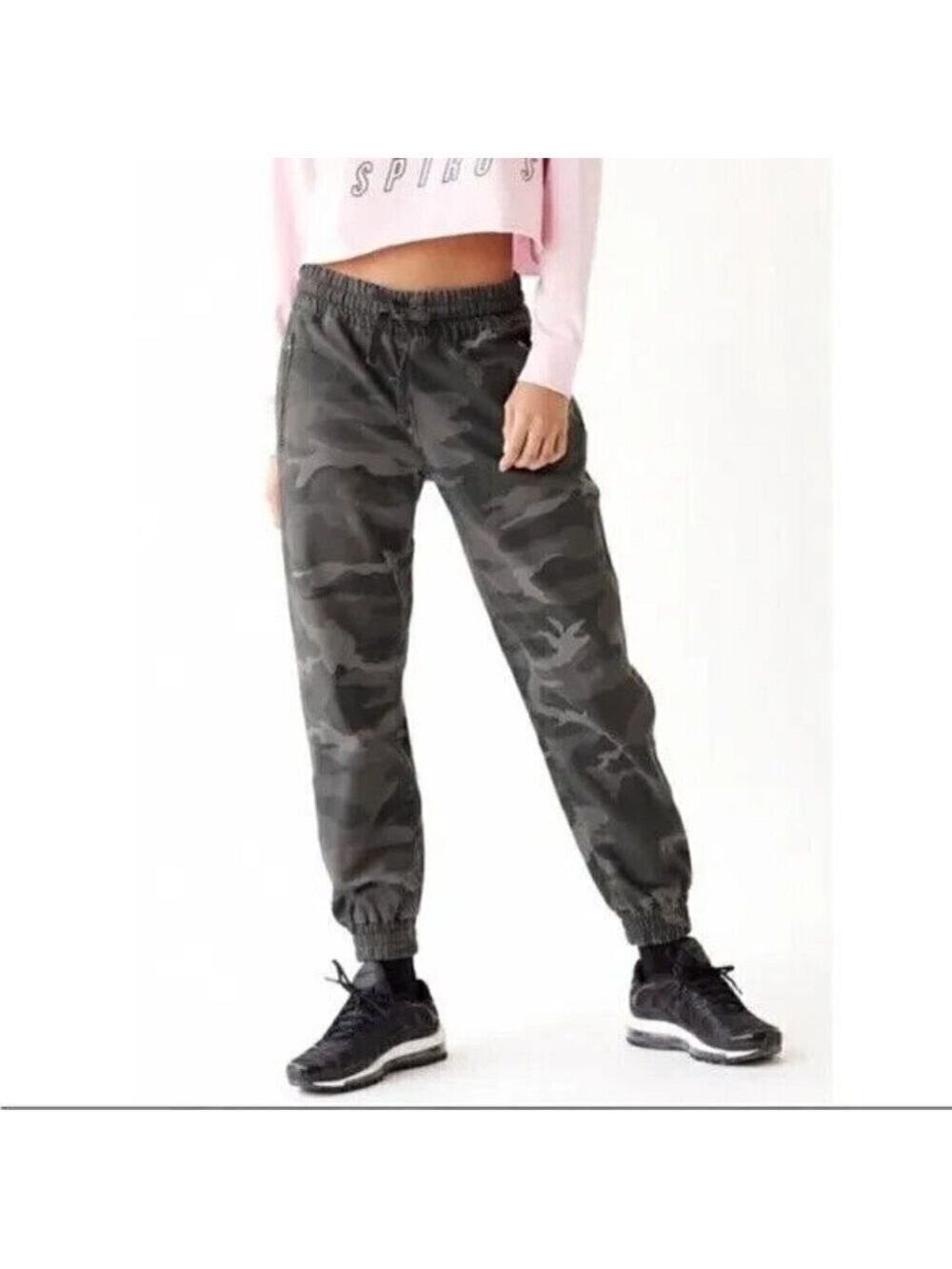 TNA "Alix" Womens  gray camo joggers sz XXSmall drawstring pants